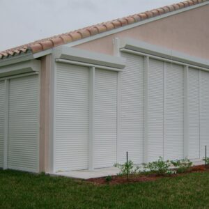 white roll down shutters
