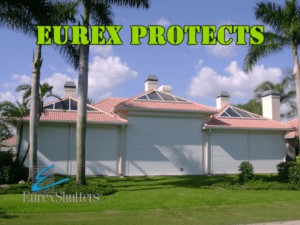 eurex hurricane shutters on a house