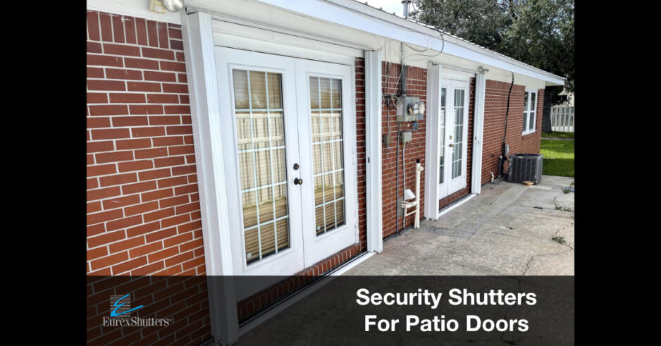 accordion security shutters on patio doors brick house
