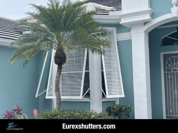 functional exterior bahama shutters on a home in englewood fl