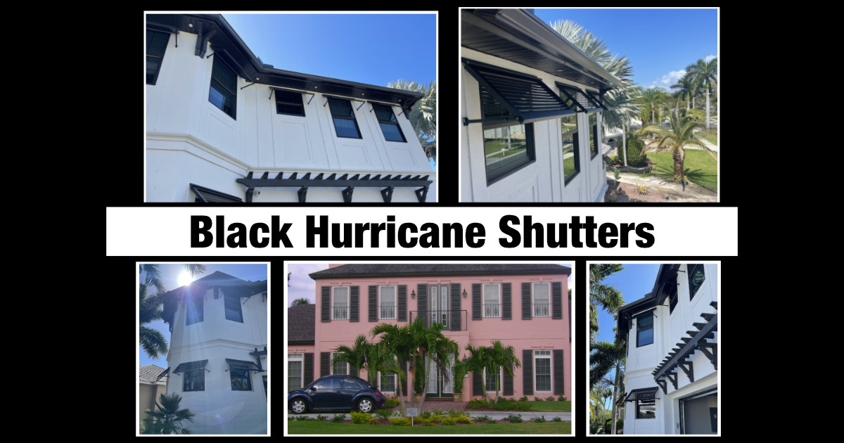 black hurricane shutters on fl homes