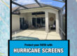 retractable hurricane screens installed on a patio with pool