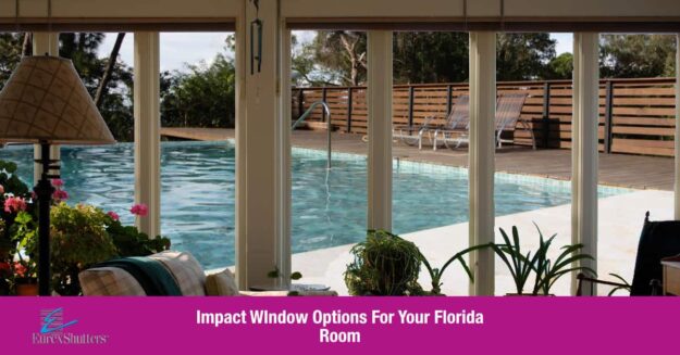 impact windows looking out to a pool from a Florida room