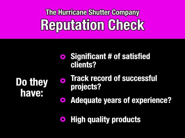 hurricane shutter company reputation check