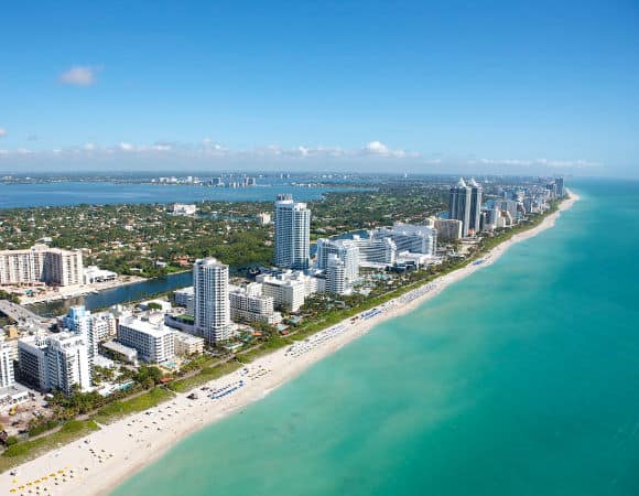 Aerial view of Miami Beach Florida