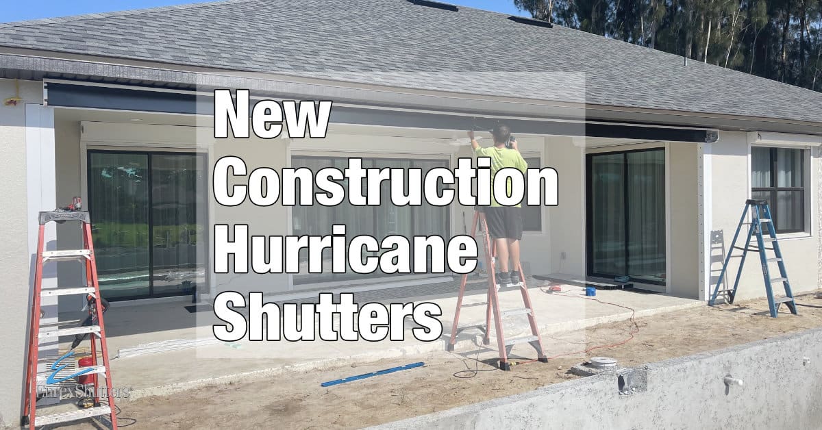 Eurex Shutters employee installing hurricane shutters on a new construction home in Lehigh Acres FL