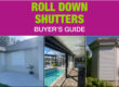 Three images of different roll down shutters with text "roll down shutters buyer's guide"