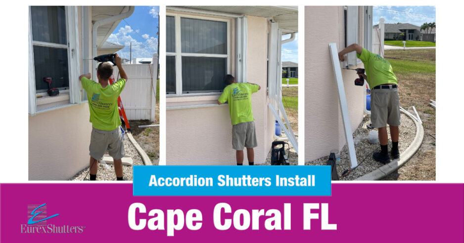 Accordion Hurricane Shutters installation in Cape Coral 04-10-2023