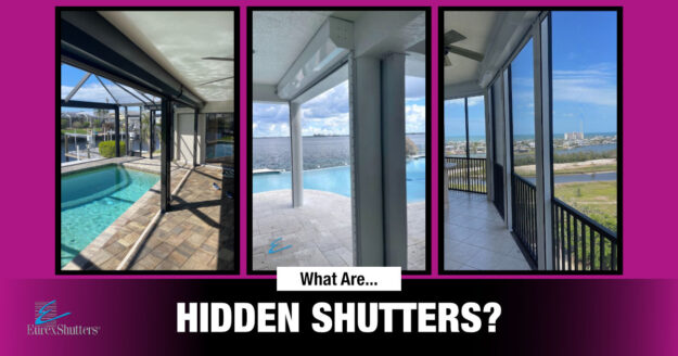 Hidden roll down shutters shown in three different examples