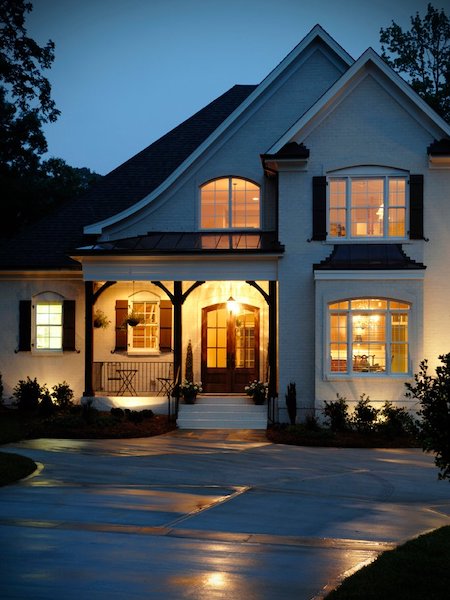 White window frames on a traditional home