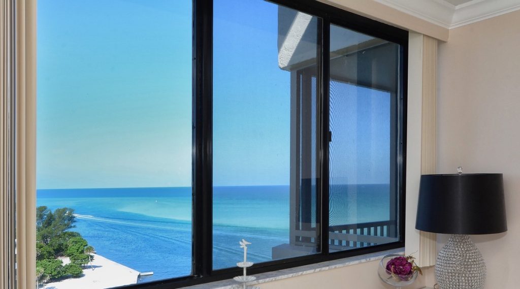 Window looking out to Siesta Key Sarasota Florida
