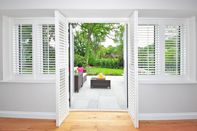 Plantation shutters on interior windows and doors