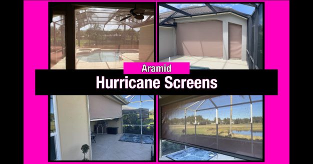 Aramid hurricane screens shown on four homes in South West Florida