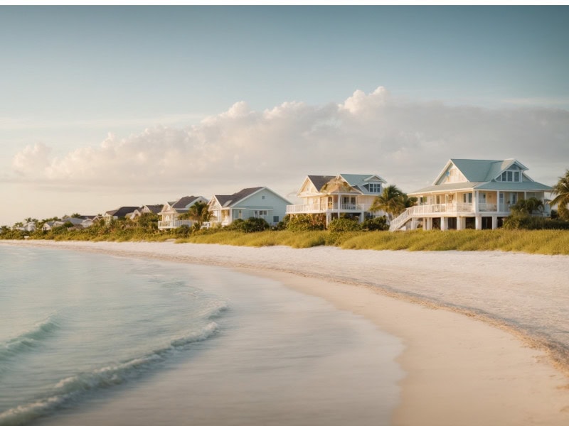 Houses along the coast of Sanibel Florida.