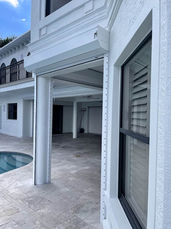 Open motorized roll shutters