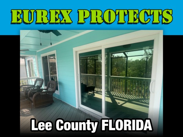 Eurex Shutters Protects Lee County Florida. Impact windows and doors shown on a home in Bokeelia Lee County FL