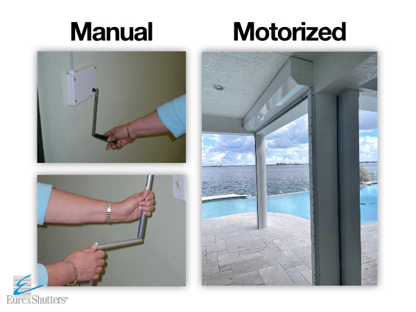 Different styles of roll-down shutters